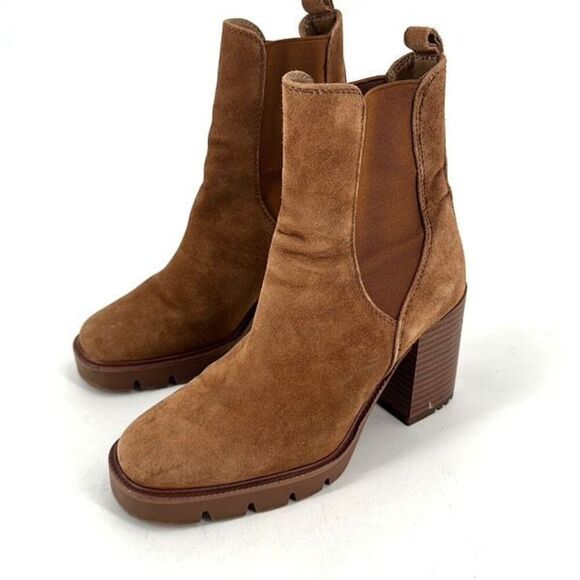 Sam Edelman Rollins Womens Suede Block Heel Chelsea Boots Frontier Brown Size 5 - Picture 1 of 12